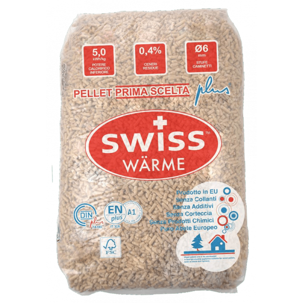 afbeelding van Pellet Swiss Warme EN+A1 DIN+ 100% naaldhout – pallet van 70 zakken van 15Kg – levering inbegrepen